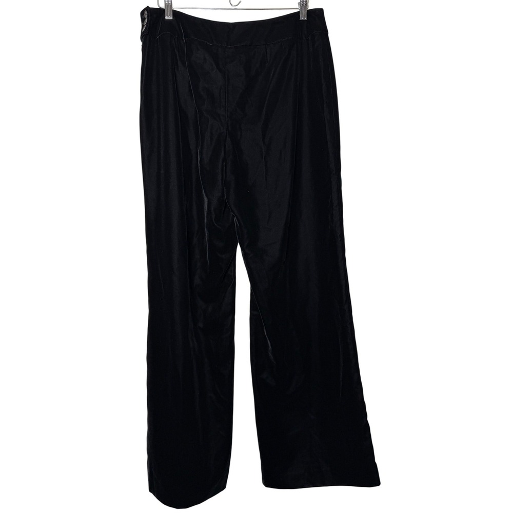 NWT Ann Taylor Loft Velvet Wide Leg Pants‎ Black Size 14 High Waisted Classic - Picture 2 of 11